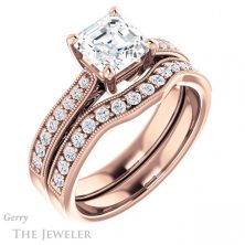 14k Rose Gold Asscher Cut Forever One Engagement Ring Setting #GTJ1152-asscher-fo-r