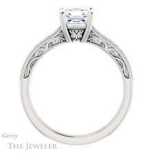 14k White Gold Asscher Cut Forever One Engagement Ring Setting #GTJ1152-asscher-fo-w