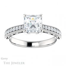 14k White Gold Asscher Cut Forever One Engagement Ring Setting #GTJ1152-asscher-fo-w