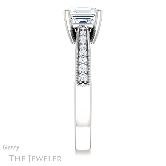 14k White Gold Asscher Cut Forever One Engagement Ring Setting #GTJ1152-asscher-fo-w