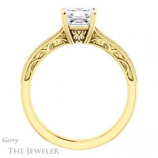 14k Yellow Gold Asscher Cut Forever One Engagement Ring Setting #GTJ1152-asscher-fo-y 2 14k Yellow Gold Asscher Cut Forever One Engagement Ring Setting #GTJ1152-asscher-fo-y