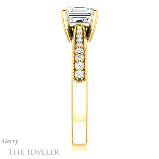 14k Yellow Gold Asscher Cut Forever One Engagement Ring Setting #GTJ1152-asscher-fo-y 3 14k Yellow Gold Asscher Cut Forever One Engagement Ring Setting #GTJ1152-asscher-fo-y