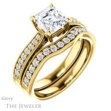 14k Yellow Gold Asscher Cut Forever One Engagement Ring Setting #GTJ1152-asscher-fo-y 6 14k Yellow Gold Asscher Cut Forever One Engagement Ring Setting #GTJ1152-asscher-fo-y