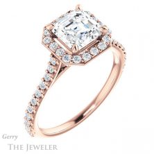 14k Rose Gold Asscher Cut Forever One Engagement Ring Setting #GTJ1153-asscher-fo-r
