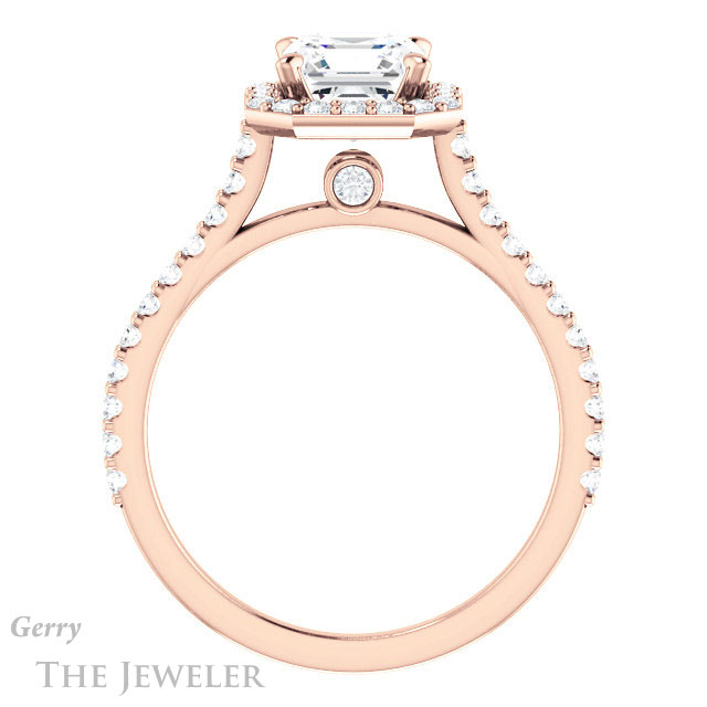 14k Rose Gold Asscher Cut Forever One Engagement Ring Setting #GTJ1153-asscher-fo-r