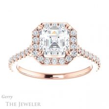 14k Rose Gold Asscher Cut Forever One Engagement Ring Setting #GTJ1153-asscher-fo-r
