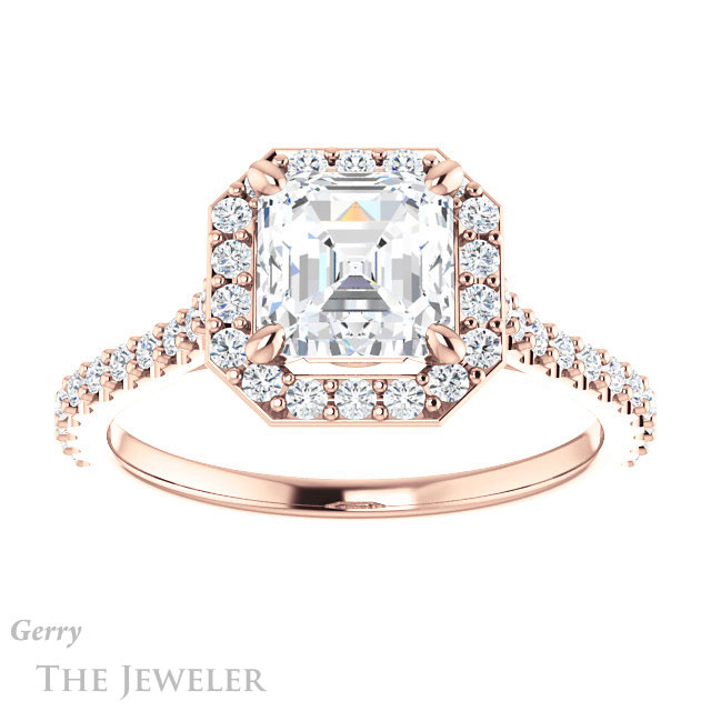 14k Rose Gold Asscher Cut Forever One Engagement Ring Setting #GTJ1153-asscher-fo-r