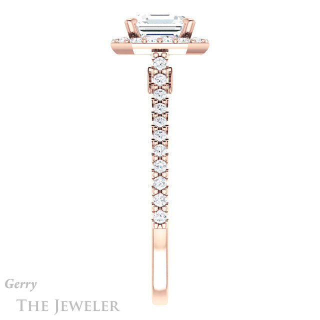 14k Rose Gold Asscher Cut Forever One Engagement Ring Setting #GTJ1153-asscher-fo-r