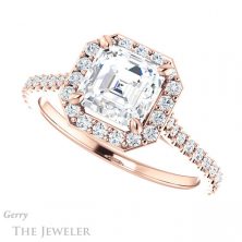 14k Rose Gold Asscher Cut Forever One Engagement Ring Setting #GTJ1153-asscher-fo-r