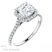 14k White Gold Asscher Cut Forever One Ring Setting #GTJ1153-asscher-fo-w 4 14k White Gold Asscher Cut Forever One Ring Setting #GTJ1153-asscher-fo-w