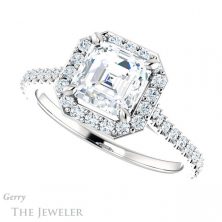 14k White Gold Asscher Cut Forever One Ring Setting #GTJ1153-asscher-fo-w 5 14k White Gold Asscher Cut Forever One Ring Setting #GTJ1153-asscher-fo-w