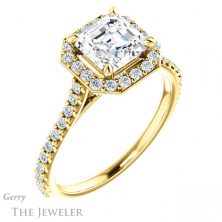 14k Yellow Gold Asscher Cut Forever One Engagement Ring Setting #GTJ1153-asscher-fo-y 4 14k Yellow Gold Asscher Cut Forever One Engagement Ring Setting #GTJ1153-asscher-fo-y