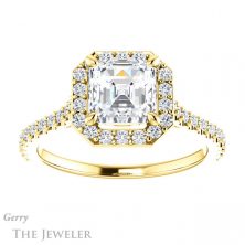 14k Yellow Gold Asscher Cut Forever One Engagement Ring Setting #GTJ1153-asscher-fo-y 1 14k Yellow Gold Asscher Cut Forever One Engagement Ring Setting #GTJ1153-asscher-fo-y