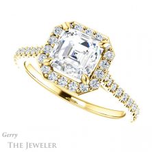 14k Yellow Gold Asscher Cut Forever One Engagement Ring Setting #GTJ1153-asscher-fo-y 5 14k Yellow Gold Asscher Cut Forever One Engagement Ring Setting #GTJ1153-asscher-fo-y