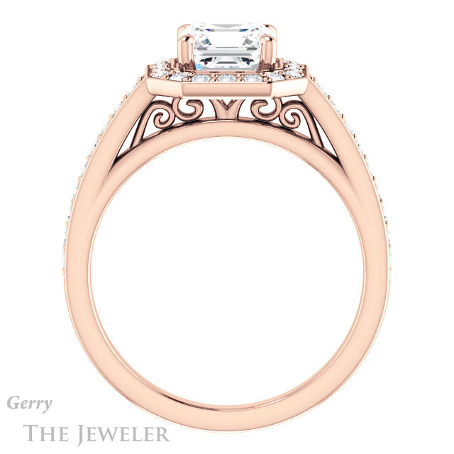 14k Rose Gold Asscher Cut Forever One Engagement Ring Setting #GTJ1154-asscher-fo-r 2 14k Rose Gold Asscher Cut Forever One Engagement Ring Setting #GTJ1154-asscher-fo-r