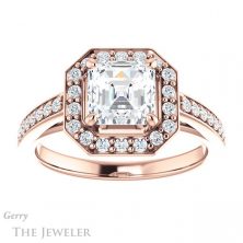 14k Rose Gold Asscher Cut Forever One Engagement Ring Setting #GTJ1154-asscher-fo-r 1 14k Rose Gold Asscher Cut Forever One Engagement Ring Setting #GTJ1154-asscher-fo-r