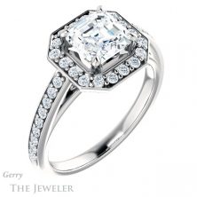 14k White Gold Asscher Cut Forever One Engagement Ring Setting #GTJ1154-asscher-fo-w
