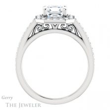 14k White Gold Asscher Cut Forever One Engagement Ring Setting #GTJ1154-asscher-fo-w