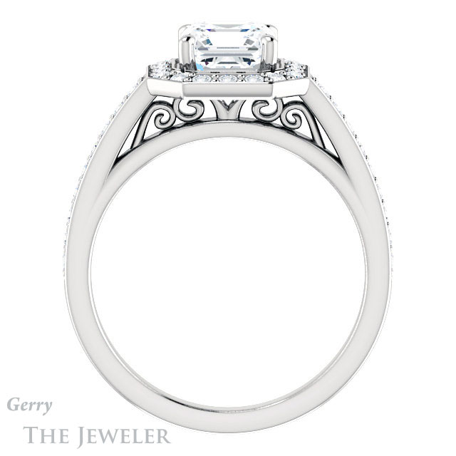 14k White Gold Asscher Cut Forever One Engagement Ring Setting #GTJ1154-asscher-fo-w