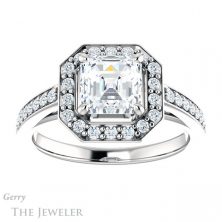 14k White Gold Asscher Cut Forever One Engagement Ring Setting #GTJ1154-asscher-fo-w