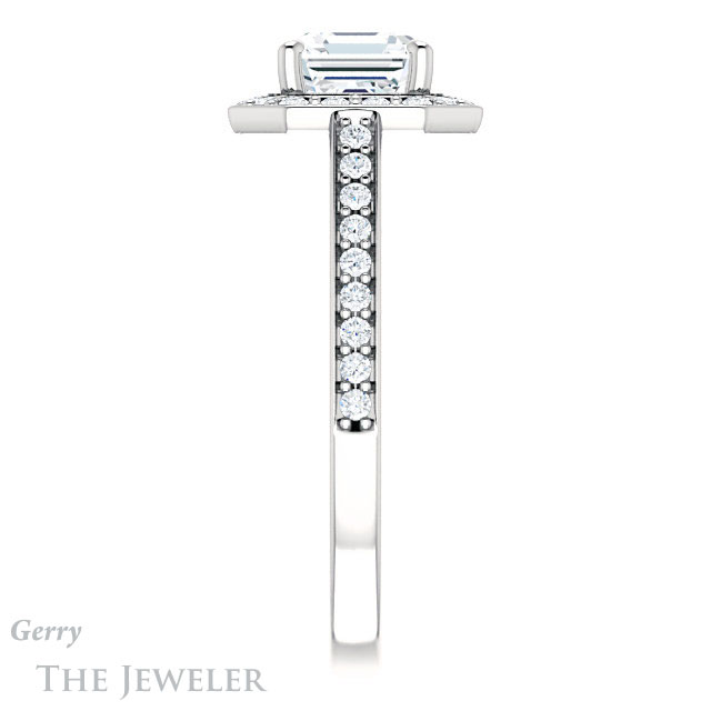 14k White Gold Asscher Cut Forever One Engagement Ring Setting #GTJ1154-asscher-fo-w