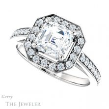 14k White Gold Asscher Cut Forever One Engagement Ring Setting #GTJ1154-asscher-fo-w