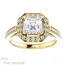 14k Yellow Gold Asscher Cut Forever One Engagement Ring Setting #GTJ1154-asscher-fo-y