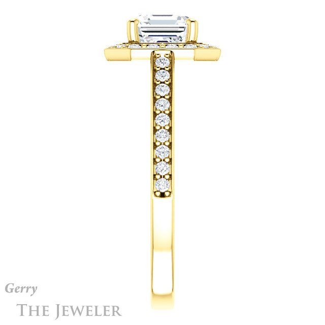 14k Yellow Gold Asscher Cut Forever One Engagement Ring Setting #GTJ1154-asscher-fo-y