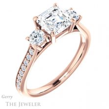 14k Rose Gold Asscher Cut Forever One Engagement Ring Setting #GTJ1155-asscher-fo-r