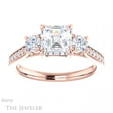 14k Rose Gold Asscher Cut Forever One Engagement Ring Setting #GTJ1155-asscher-fo-r