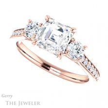 14k Rose Gold Asscher Cut Forever One Engagement Ring Setting #GTJ1155-asscher-fo-r