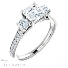 14k White Gold Asscher Cut Forever One Engagement Ring Setting #GTJ1155-asscher-fo-w 4 14k White Gold Asscher Cut Forever One Engagement Ring Setting #GTJ1155-asscher-fo-w