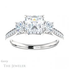 14k White Gold Asscher Cut Forever One Engagement Ring Setting #GTJ1155-asscher-fo-w 1 14k White Gold Asscher Cut Forever One Engagement Ring Setting #GTJ1155-asscher-fo-w