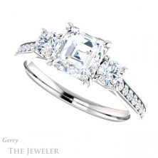 14k White Gold Asscher Cut Forever One Engagement Ring Setting #GTJ1155-asscher-fo-w 5 14k White Gold Asscher Cut Forever One Engagement Ring Setting #GTJ1155-asscher-fo-w