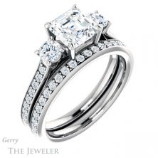 14k White Gold Asscher Cut Forever One Engagement Ring Setting #GTJ1155-asscher-fo-w 6 14k White Gold Asscher Cut Forever One Engagement Ring Setting #GTJ1155-asscher-fo-w