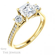 14k Yellow Gold Asscher Cut Forever One Engagement Ring Setting #GTJ1155-asscher-fo-y