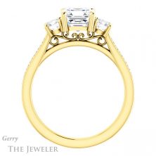 14k Yellow Gold Asscher Cut Forever One Engagement Ring Setting #GTJ1155-asscher-fo-y