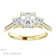 14k Yellow Gold Asscher Cut Forever One Engagement Ring Setting #GTJ1155-asscher-fo-y
