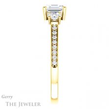 14k Yellow Gold Asscher Cut Forever One Engagement Ring Setting #GTJ1155-asscher-fo-y