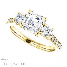 14k Yellow Gold Asscher Cut Forever One Engagement Ring Setting #GTJ1155-asscher-fo-y
