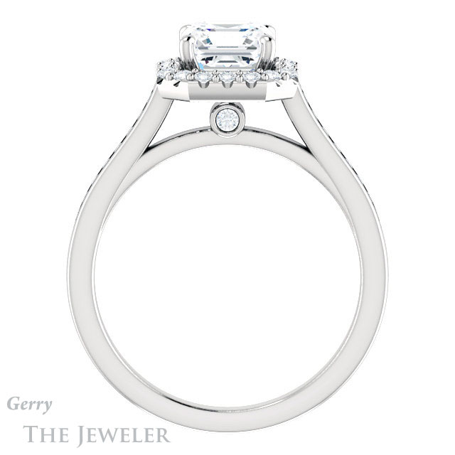 14k White Gold Asscher Cut Forever One Engagement Ring Setting #GTJ1157-asscher-fo-w