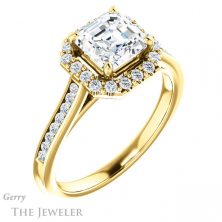14k Yellow Gold Asscher Cut Forever One Engagement Ring Setting #GTJ1157-asscher-fo-y