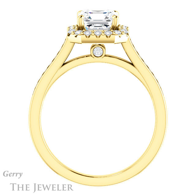 14k Yellow Gold Asscher Cut Forever One Engagement Ring Setting #GTJ1157-asscher-fo-y