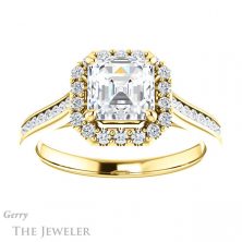 14k Yellow Gold Asscher Cut Forever One Engagement Ring Setting #GTJ1157-asscher-fo-y