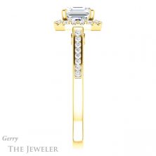 14k Yellow Gold Asscher Cut Forever One Engagement Ring Setting #GTJ1157-asscher-fo-y