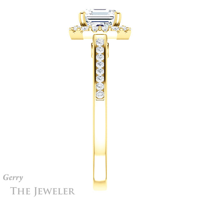 14k Yellow Gold Asscher Cut Forever One Engagement Ring Setting #GTJ1157-asscher-fo-y