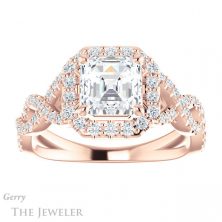 14k Rose Gold Asscher Cut Forever One Engagement Ring Setting #GTJ1159-asscher-fo-r