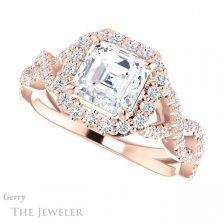 14k Rose Gold Asscher Cut Forever One Engagement Ring Setting #GTJ1159-asscher-fo-r