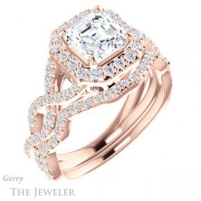 14k Rose Gold Asscher Cut Forever One Engagement Ring Setting #GTJ1159-asscher-fo-r