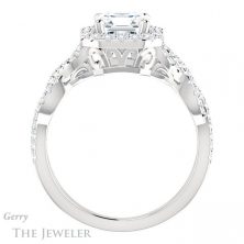 14k White Gold Asscher Cut Forever One Engagement Ring Setting #GTJ1159-asscher-fo-w 2 14k White Gold Asscher Cut Forever One Engagement Ring Setting #GTJ1159-asscher-fo-w